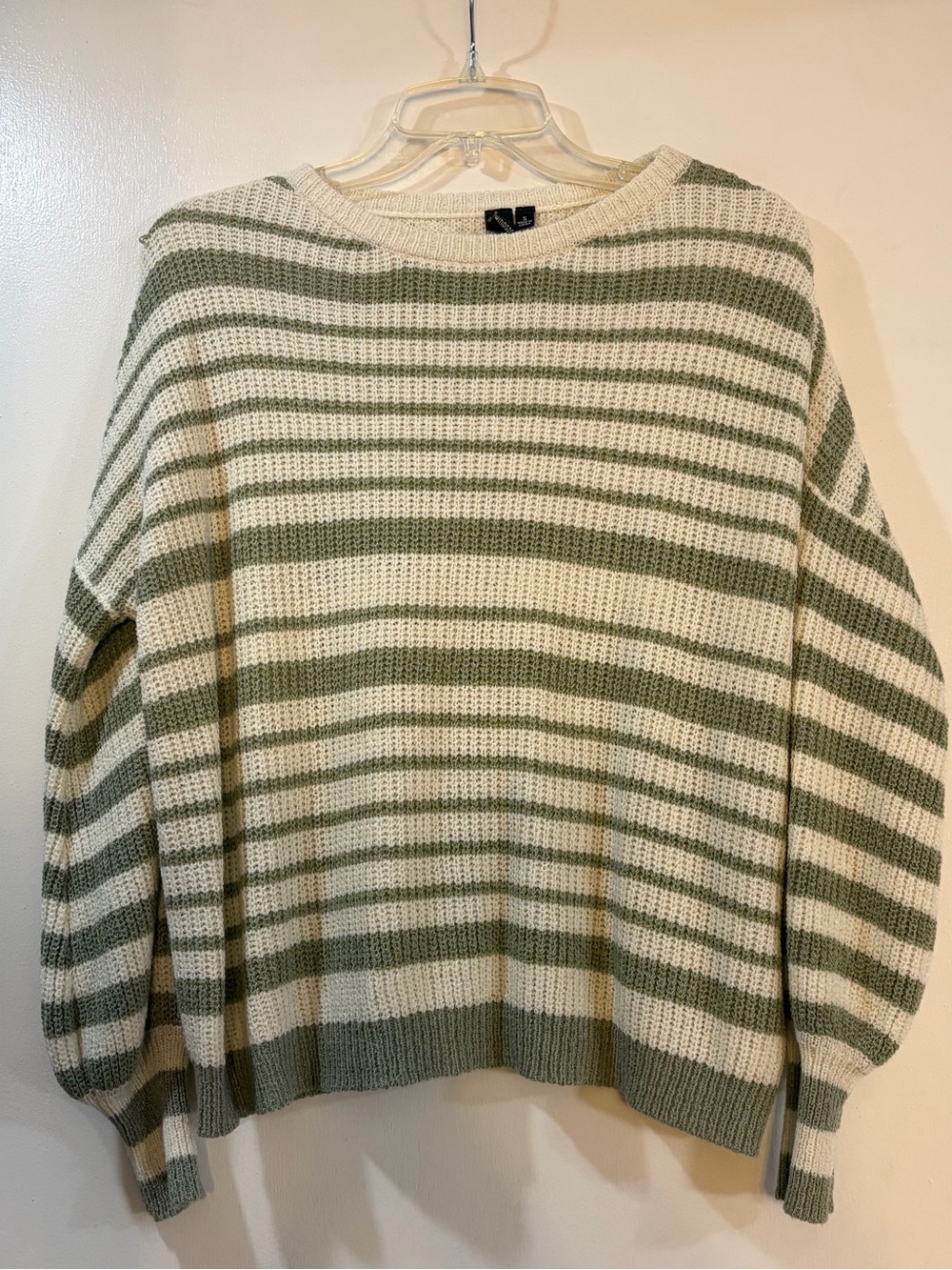 Windsor Green and White Striped Knit Sweater Size S
